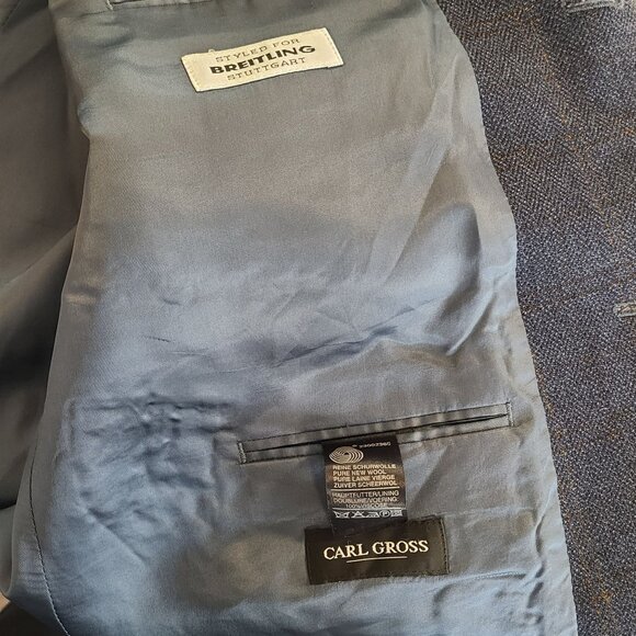 Breitling Stuttgart Carl Gross Mens Wool Blazer Jacket Blue See Measurements - Picture 4 of 14